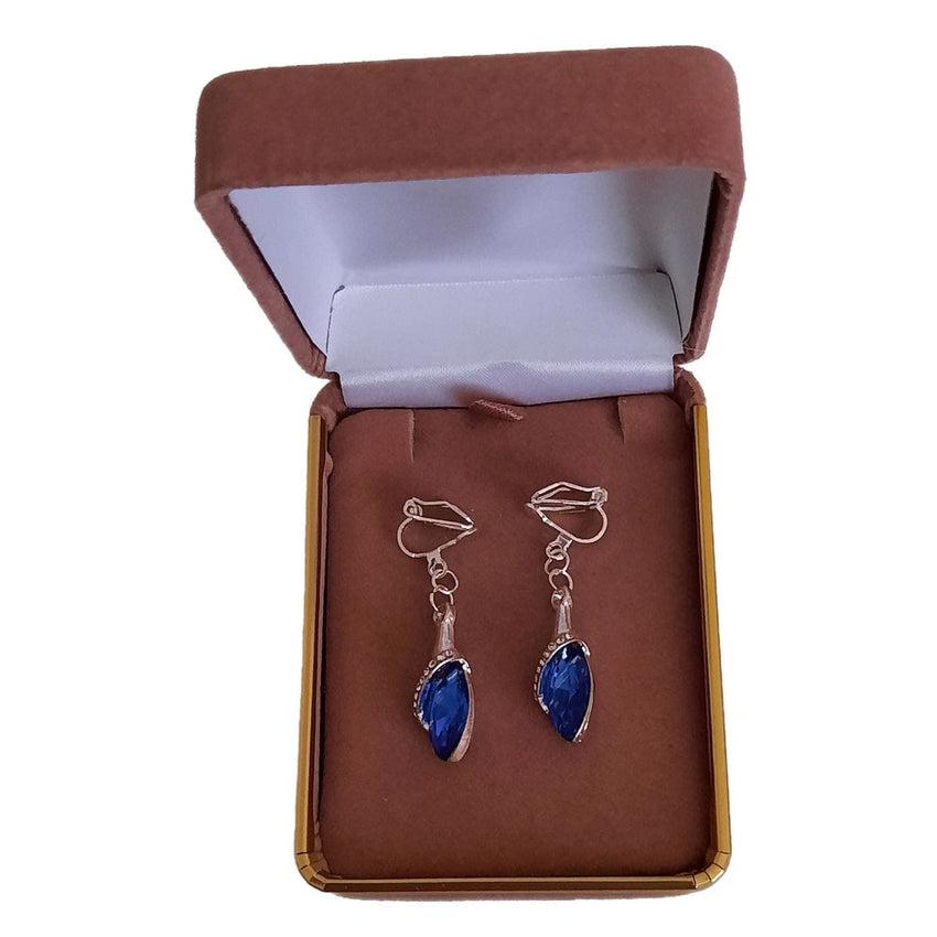 Royal Blue Drop Crystal/Diamond Earrings, Long Bridal Jewelry, Bridal –  TheMillenniumBride