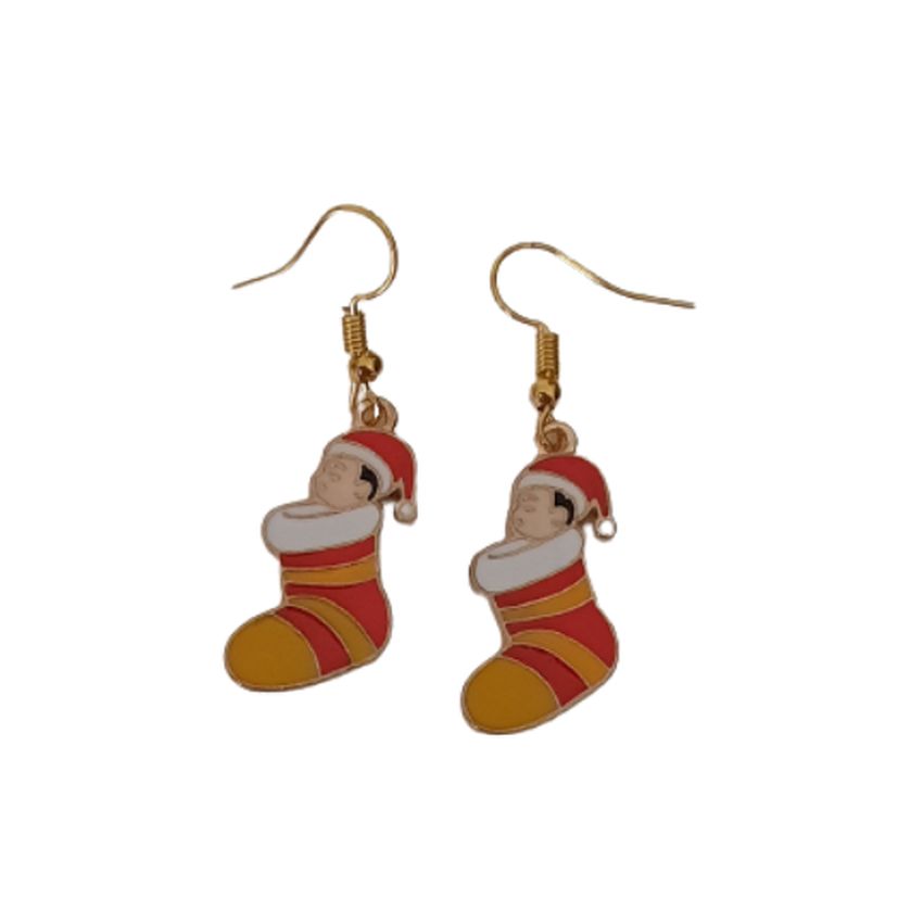 Sleepy Stocking Dangly Earrings