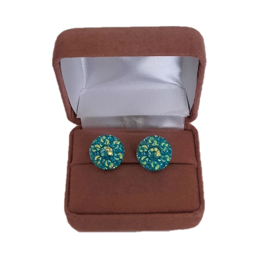 Small Green Sparkle Clip On Earrings(2)