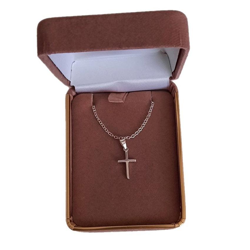 Small Thin Sterling Silver Girls Communion Cross Pendant