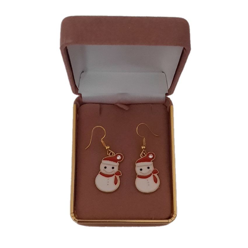 Snowman Diamante Hat Christmas Earrings(2)