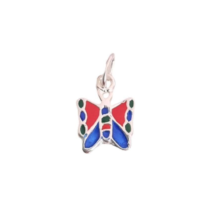 Sterling Silver Blue Red Green Kids Butterfly Pendant