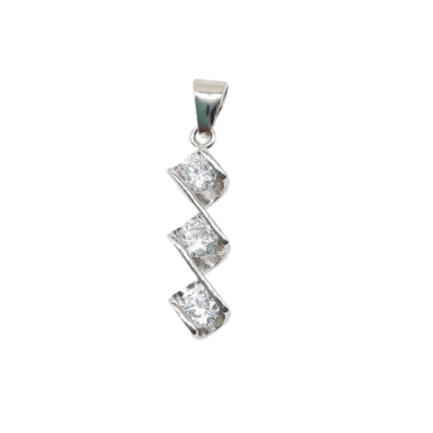 Three Step Cubic Zirconia Drop Pendant