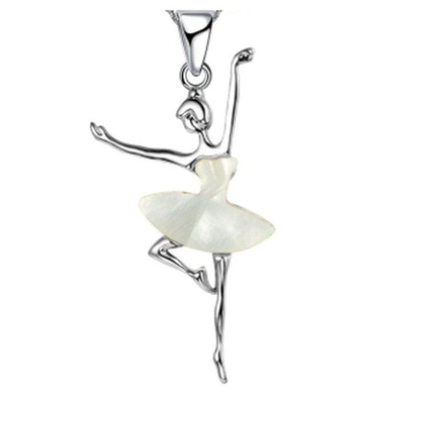 White Enamel Dancing Lady Ballerina Pendant